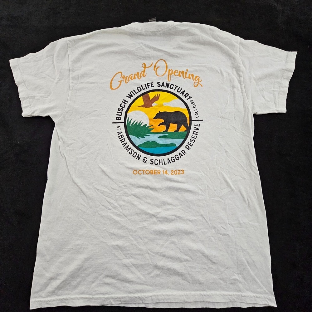 Busch Wildlife Sactuary FL Grand Opening 2023 White Short Sleeve T-Shirt Men's L